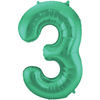 Groene Metallic Mat Folieballon Cijfer 3